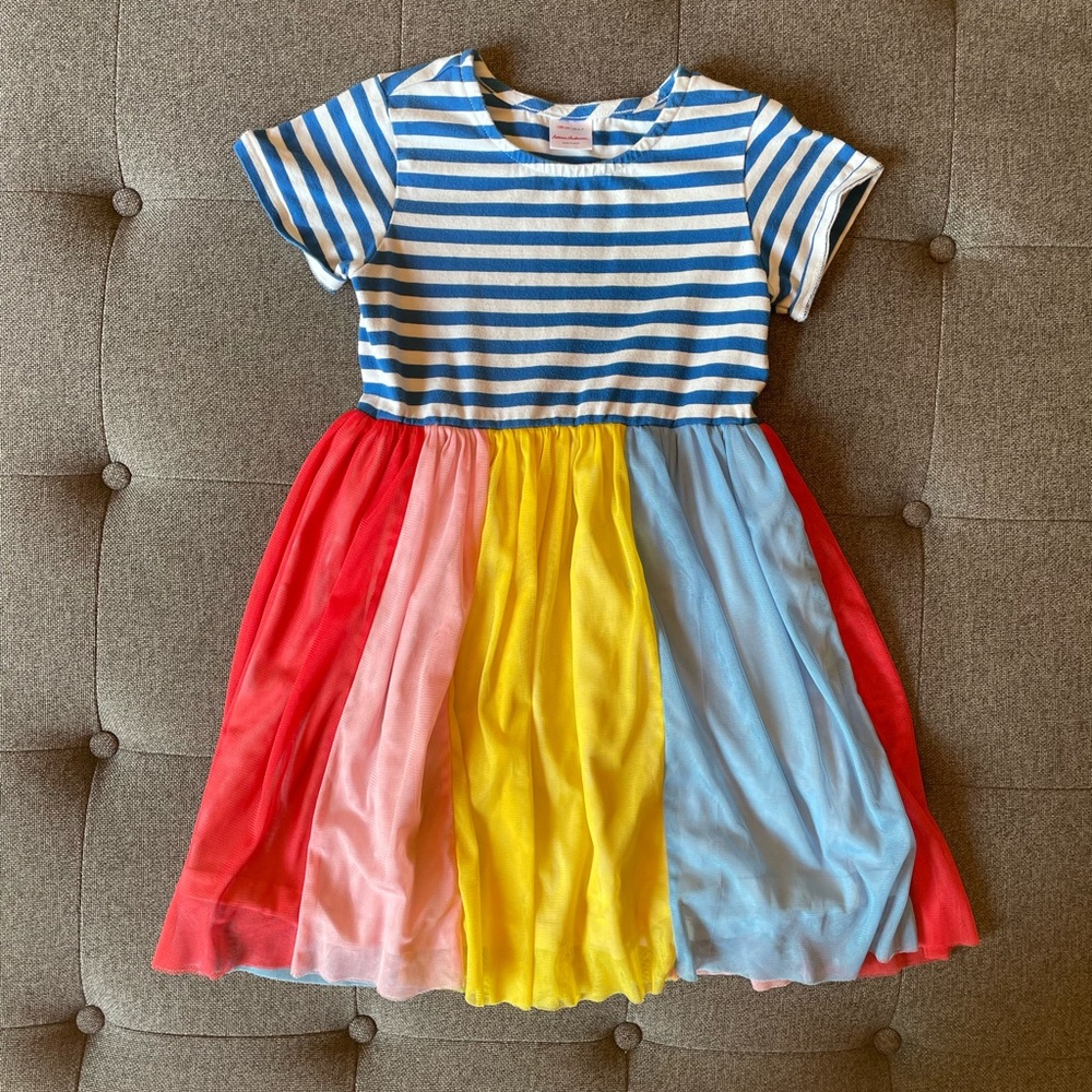 Hanna Andersson Rainbow Dress In Soft Tulle with blue stripe